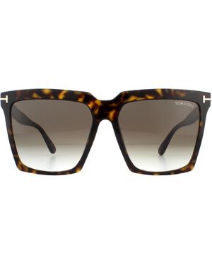 Tom Ford Sunglasses Sabrina 02 Ft0764 52K Dark Havana Roviex Gradient - Brown