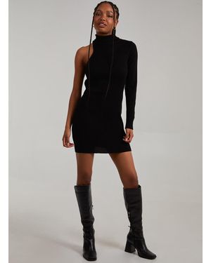 Pink Vanilla One Shoulder Knit Dress - Black