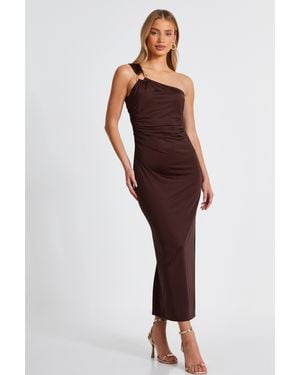 Quiz One Shoulder Midaxi Dress - Red