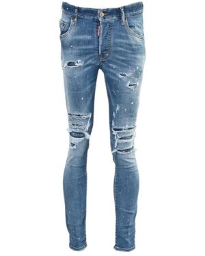 DSquared² Super Twinky Jean Paint Splash Reinforced Ripped Jeans Cotton - Blue