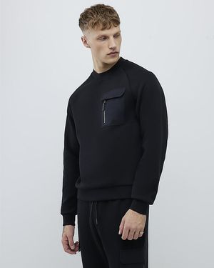 River Island Sweatshirt Slim Fit Nylon Hybrid Cotton - Blue