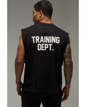 BoohooMAN Training Dept Drop Arm Hole Tank - Black