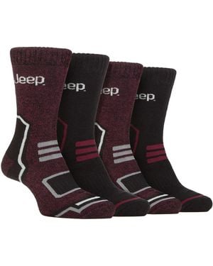 Jeep 4 Pack Warm Thermal Boot Socks For Winter - Brown