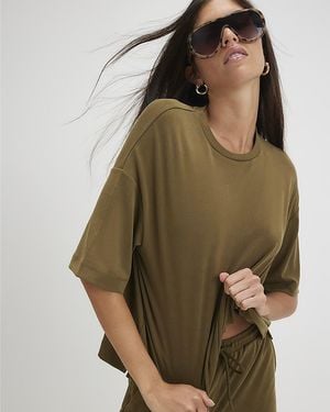 River Island T-Shirt Soft Touch Crew Neck Viscose - Green