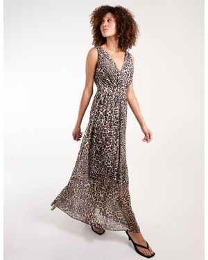 Blue Vanilla Leopard Print Maxi Dress - Brown