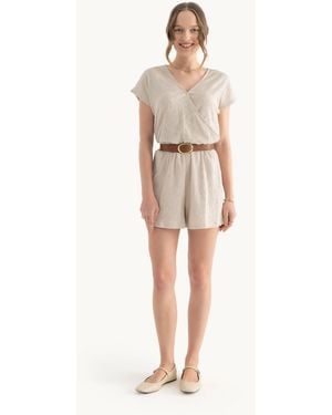 Hiccup Surplice Neck Playsuit - Natural