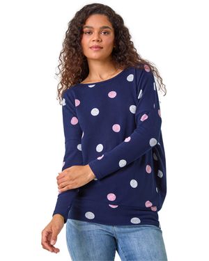 Roman Spot Print Snit Top - Blue