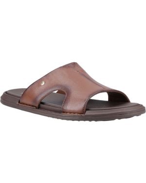 Hush Puppies Callum Slide Leather Sandals - Brown
