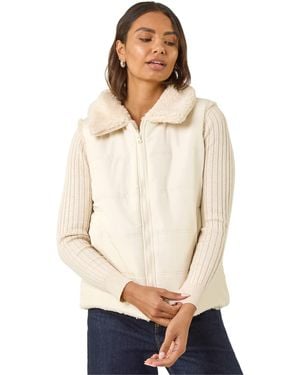 Roman Reversible Fur Zip Gilet - White