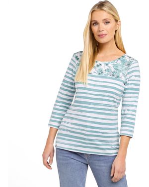 Peter Storm Patsy Tee With 3/4 Sleeves & Scooped Neck, 100% Cotton Casual T-Shirt - Blue