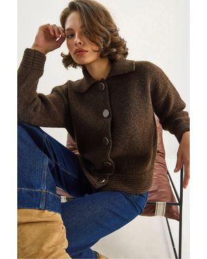 Bianco Lucci Knit Cardigan With Button Closure - Blue