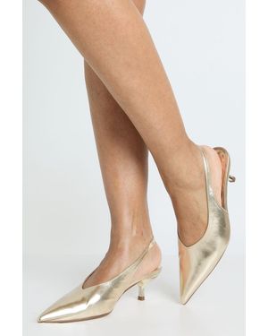 Boohoo Slingback High Cut Low Court Shoes - Natural