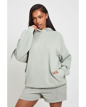 Boohoo Washed Raglan Seam Oversized Hoodie - Grey