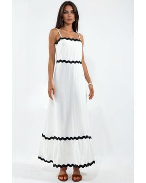 Msn-Collection Strapless Linen Maxi Dress - White
