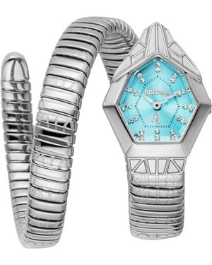 Just Cavalli And Tiffany Dial Snake Diamond 316L Stainless Steel Watch - Blue