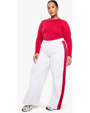 Boohoo Plus Side Stripe Wide Leg Joggers - Red