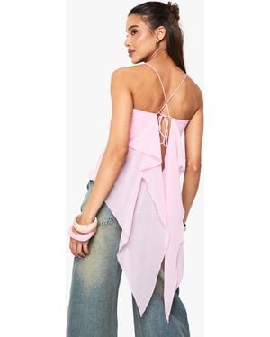 Boohoo Open Back Tie Detail Double Layer Cami - White