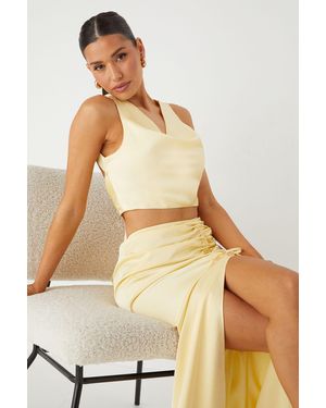 MissPap Satin Cowl Neck Top & Maxi Skirt Co-Ord - Natural