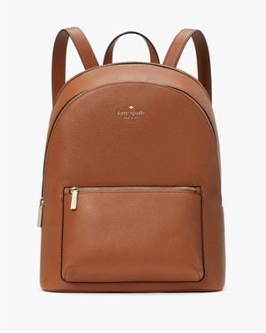 Kate Spade Lena Pebbled Leather Large Double Zip Dome Backpack - Brown