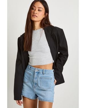 Boohoo Tall Front Pocket Detail Denim Shorts - Blue