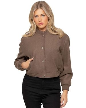 Enzo Ribbed Leather Bomber Jacket - Brown