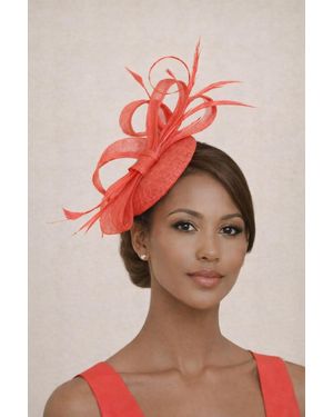 SVNX Round Pill Box Fascinator With Bow & Feathers - Pink
