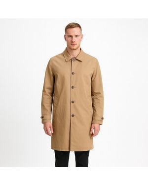 Jack & Jones Collared Coat Button Front Smart Casual Jacke - Natural