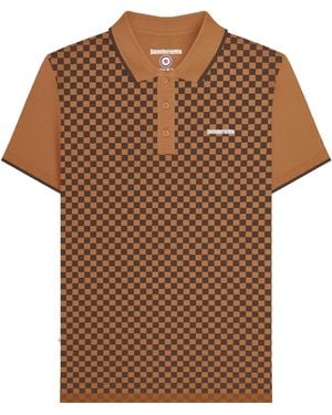 Lambretta Two Tone All-Over Print Polo Shirt (Tobacco) - Brown