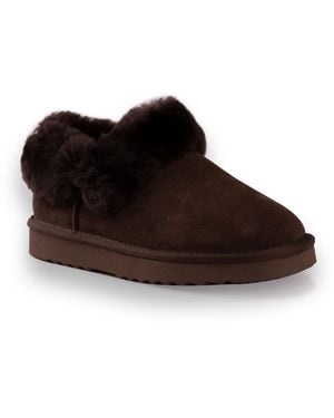 Aus Wooli Australia Sheepskin Wool Coogee Traditional Ankle Slippers - Brown