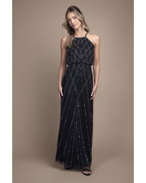 Oasis Sleeveless Sequin Maxi Bridesmaid Dress - Blue