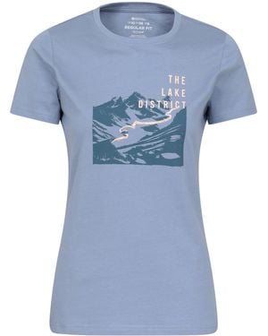 Mountain Warehouse Regional Lake District Graphic Tee Breathable Casual Everyday T-Shirt Cotton - Blue