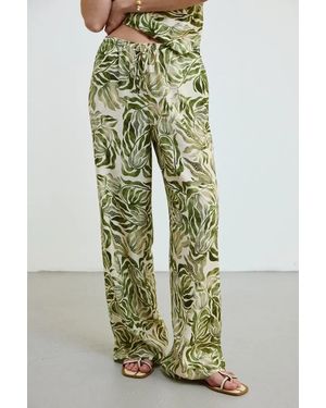 GUSTO Printed Wide-Leg Trousers - Green