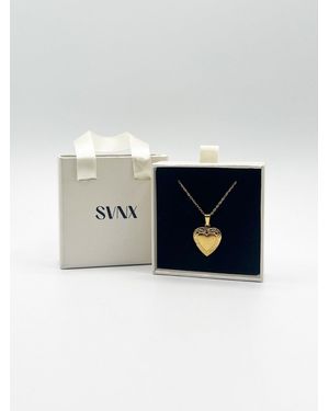 SVNX Large Heart Locket Necklace - Blue