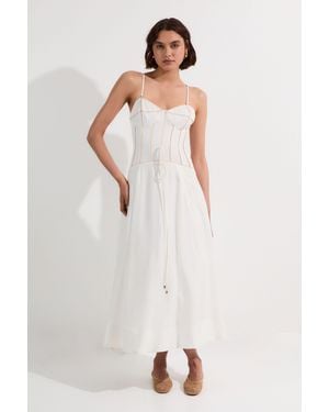 Karen Millen Viscose Linen Corset Prom Dress - White