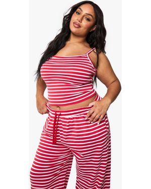 Boohoo Plus Stripe Strappy Top - Red