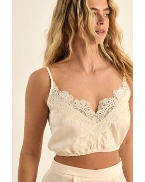 Nasty Gal Premium Satin Lace Trim Bralet - Natural