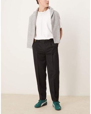 ASOS Smart Oversized Tapered Trousers With Front Pleats - White