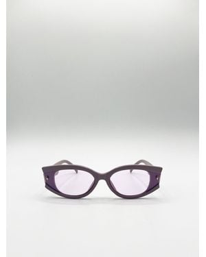 SVNX Oval Rectangular Vintage Sunglasses - White