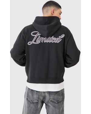 BoohooMAN Limited Boxy Fit Zip Through Hoodie - Black