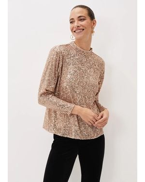 Phase Eight Dhara Sequin Blouse - Natural