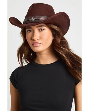 Boohoo Studded Trim Western Cowboy Hat - Black