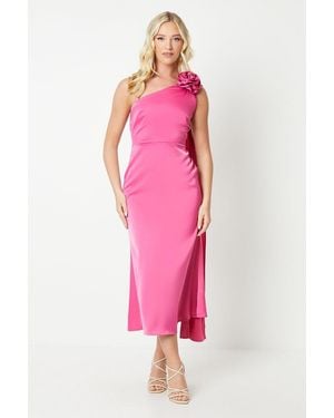 Debut London By Coast Corsage And Cape Detail Midi Dress - Pink