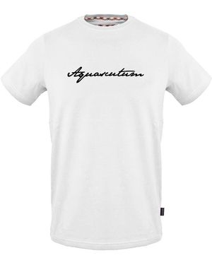 Aquascutum Crew Neck Ribbed Collar Short Sleeve Jersey T-Shirt - White