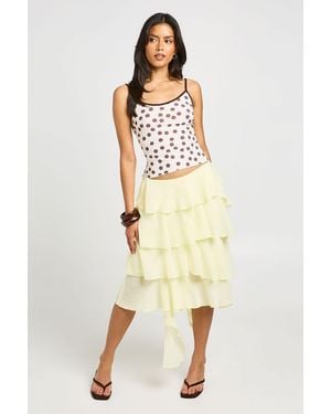 Boohoo Layered Ruffle Midaxi Skirt - Natural