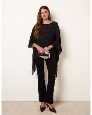 Blue Vanilla Rhinestone Tunic Top - Black