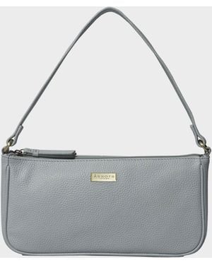 Assots London 'zara' Cashmere Blue Soft Pebble Grain Real Leather Baguette Shoulder Bag - Multicolour