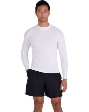 Mountain Warehouse Long Sleeve Rash Vest Sun Protection Quick Drying Swimwear Stretchy Beach Surf Top Polyamide - White