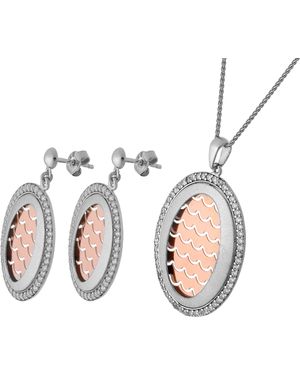 Orphelia 925 Sterling Set: Chain-Pendant + Earrings - Metallic