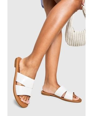 Boohoo Croc Peep Toe Sliders - White