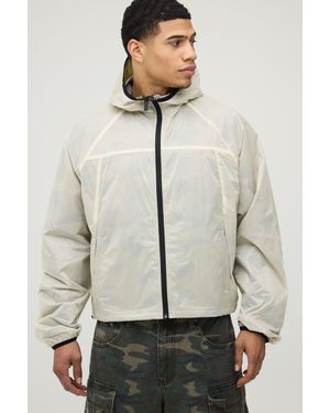 BoohooMAN Oversized Boxy Translucent Overlay Camo Bomber Jacket - Natural